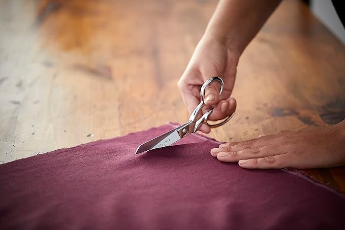 Gingher Dressmaker's Fabric Scissors with Protective Sheath - 7" Stainless Steel Shears - Sharp Knife Edge Fabric Scissors - Silver