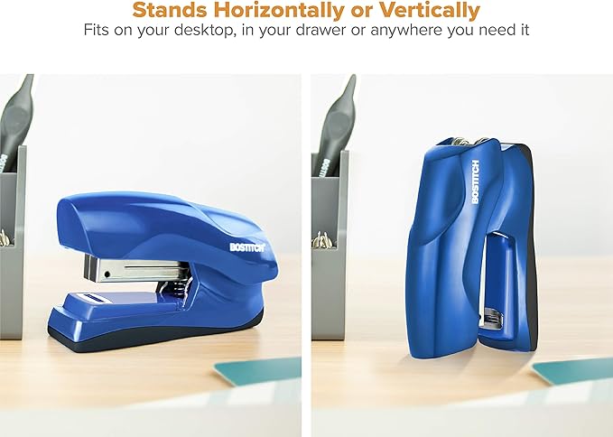 Bostitch Office Heavy Duty Stapler, 40 Sheet Capacity, No Jam, Half Strip, Fits into the Palm of Your Hand, For Classroom, Office or Desk, Navy Blue