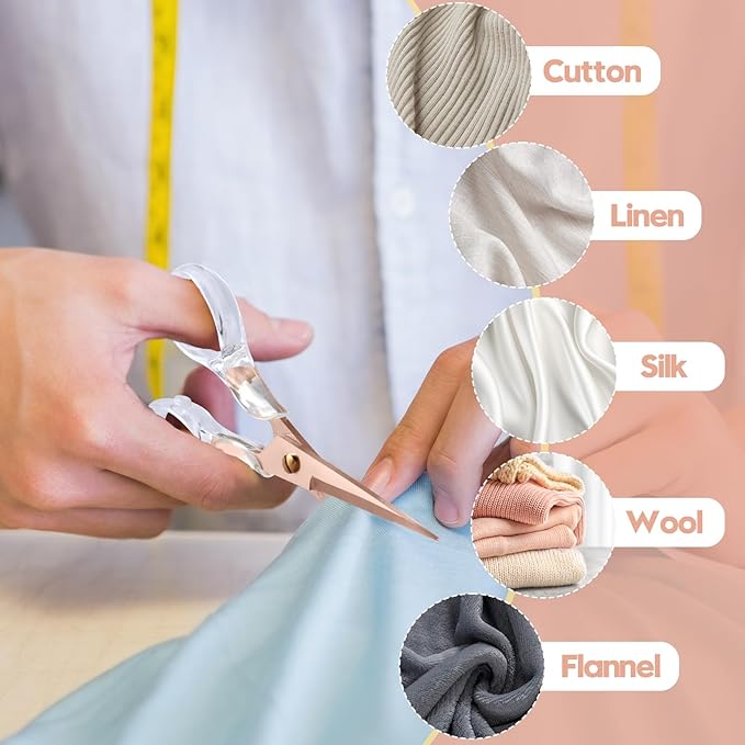 Honagu Premium Acrylic Handle Scissors -Stainless Steel Blades, Precision Cutting, Ergonomic Design, Ideal for Home, Office, and Craft Use - 2 Pack (Rose Gold)