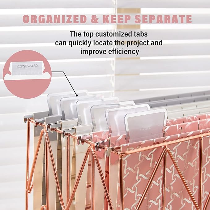 Y YOMA 6 Pack Decorative Hanging File Folders Letter Size File Folder Cute Pretty Hanging Folder Organizer for Filing Cabinet Office Home Desktop with 1/5-Cut Adjustable Tabs, 3 Silver Foil Design