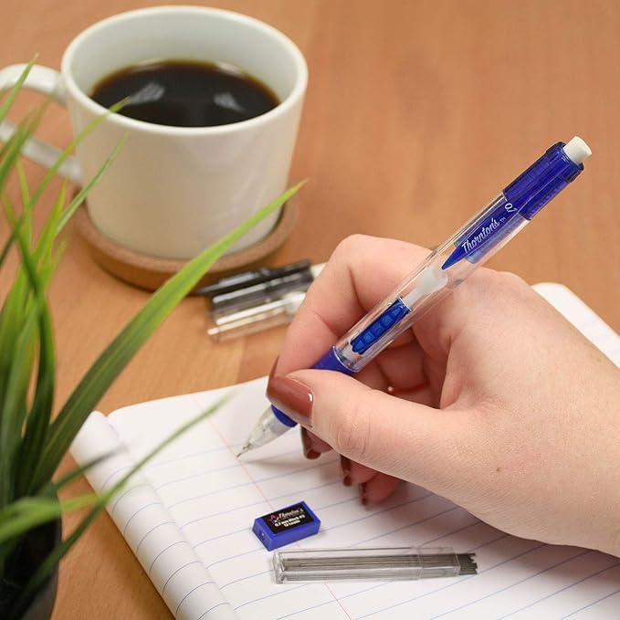 Thornton's Office Supplies ClearGrip Mechanical Pencil Starter Set 0.7mm Assorted Colors Pack of 12 Automatic Drafting Lead Pencil for Fine Drawing & Handwriting