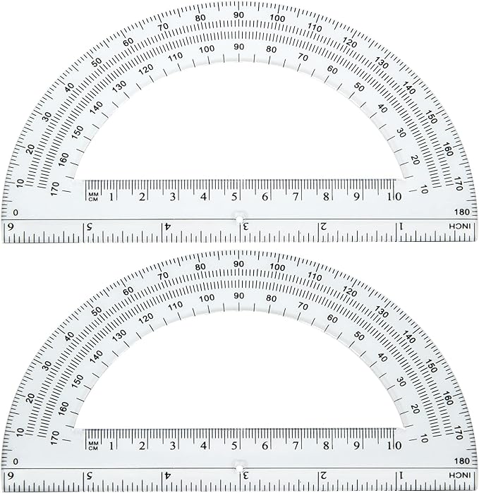 CertBuy 48 Pack Clear Protractor 6 Inch, Plastic Protractor Math Protractors 180 Degrees for Angle Measurement, Protractor for Geometry,Student Math Protractor Ruler for Drawing Geometry Classroom