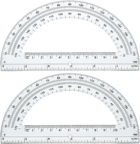 CertBuy 48 Pack Clear Protractor 6 Inch, Plastic Protractor Math Protractors 180 Degrees for Angle Measurement, Protractor for Geometry,Student Math Protractor Ruler for Drawing Geometry Classroom