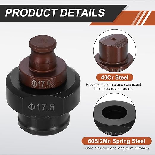 HARFINGTON Hydraulic Hole Punch Die 17.5mm Round Hole 40Cr Steel Electric Punching Kit for MHP-20 JP-20 Electric Punching Machine, Burgundy & Black