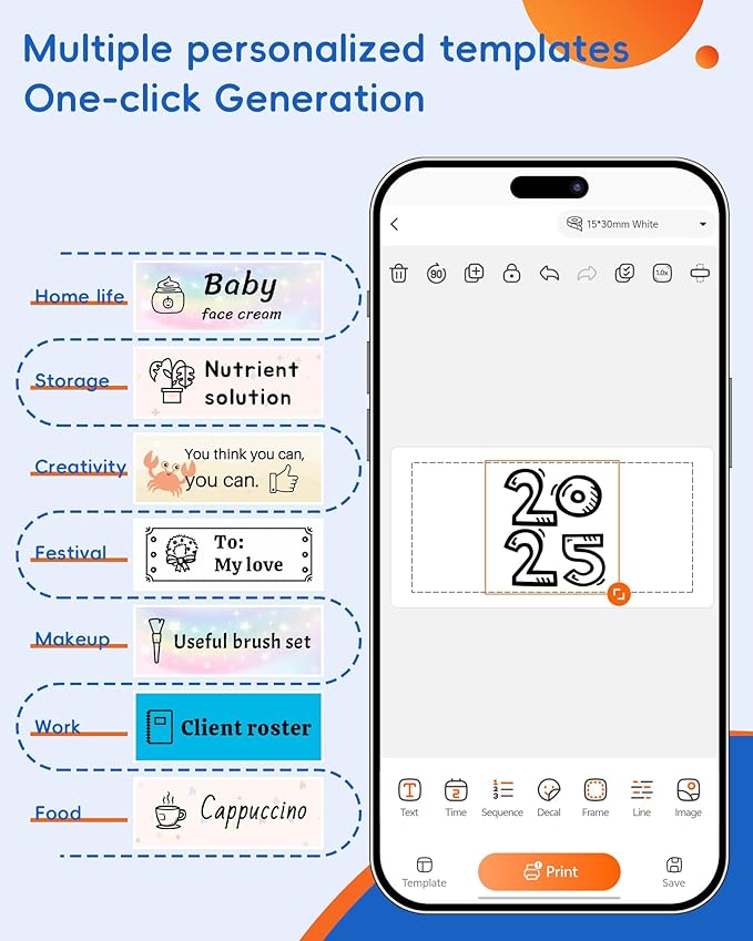 Label Maker Machine with Tape, D11s Bluetooth Label Maker Waterproof Labels, Portable Mini Label Printer with Various Templates for Home Office School, Blue