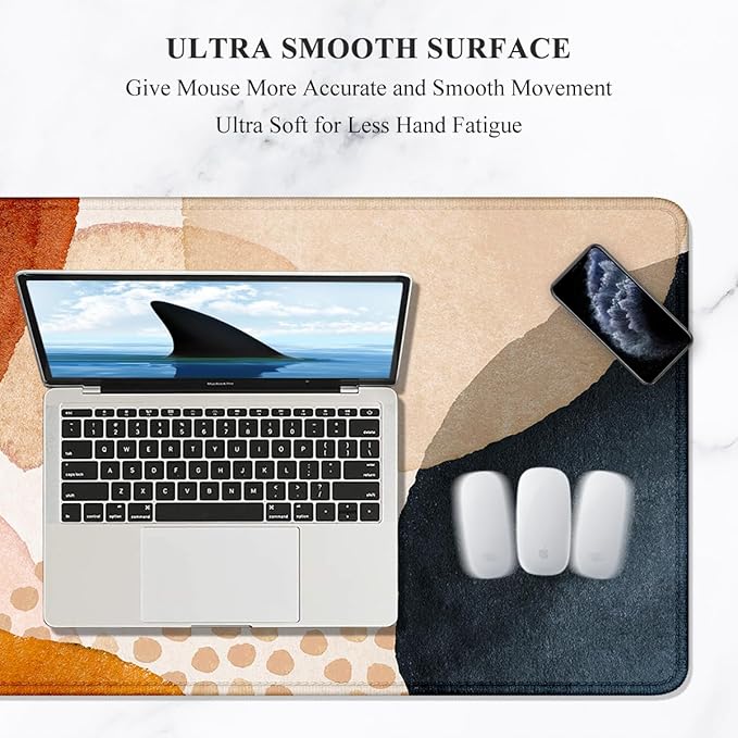 Auhoahsil Large Mouse Pad, XXL Desk Pad, Extened 35" x 15", Non-Slip Rubber Base, Stitched Edges, Superior Surface, Waterproof Keyboard Mat, Large Mousepad for Gamer, Office & Home, Abstract Stone