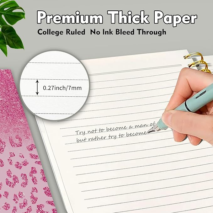 Spiral Journal Notebook,Strong TwinWire Binding with Premium Paper for Girl Women,Cool Funny 120 Pages,100gsm A5 College Ruled NotebookJournal,Perfect for Gifts Nurse Teacher Women(Pink leopard)