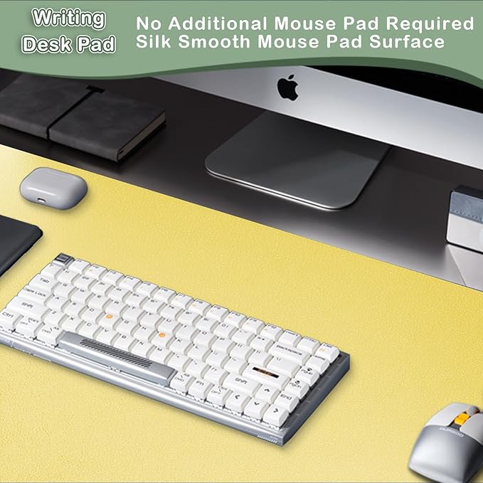 Boutilon Leather Desk Pad Protector,Non-Slip Mouse Pad,Laptop Desk Pad,Office Mouse Mat,Waterproof Leather Desk Blotter,Desk Writing Pad for Office and Home (S-Yellow,24"x 14")