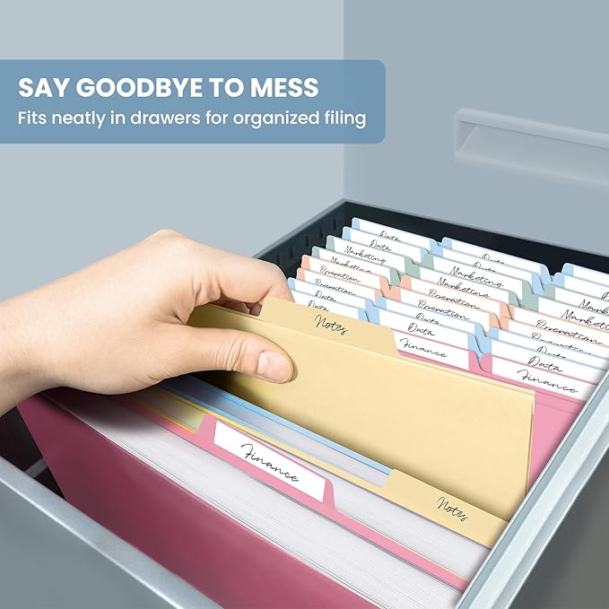 Colored File Folders Letter Size, 60 Pack 6 Colors Manilla Folders 1/3 Cut Tabs, Assorted Pastel Color Office School Buiness Folders for Filing Organization, Paper File Folder Bulk Set