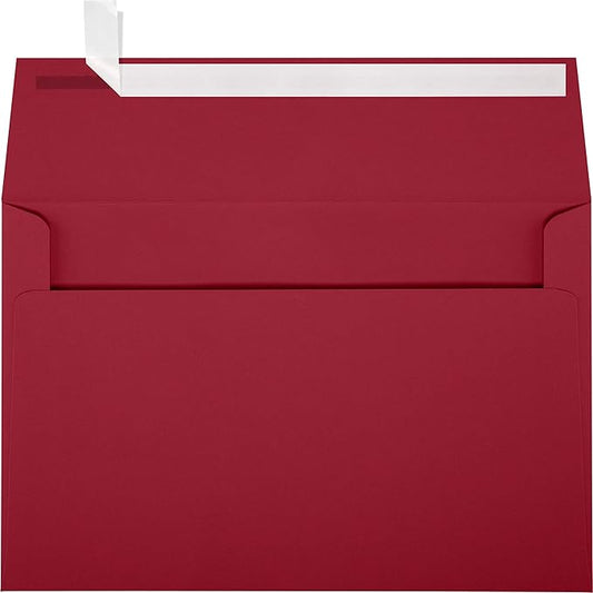 LUXPaper A9 Invitation Envelopes | Peel & Press | 5 3/4" x 8 3/4" | Garnet Red | 80lb. Text | 50 Qty