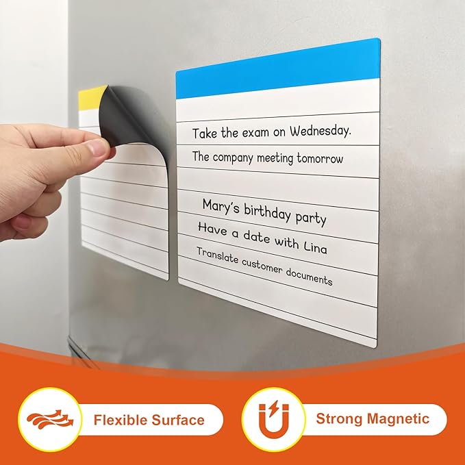 Ruled Lined Magnetic Dry Erase Whiteboard,Small Flexible Magnet Sheet,Sqaure 6X6,Teacher Essentials for Classroom,Help Students Form A Good Handwriting 12 Pieces