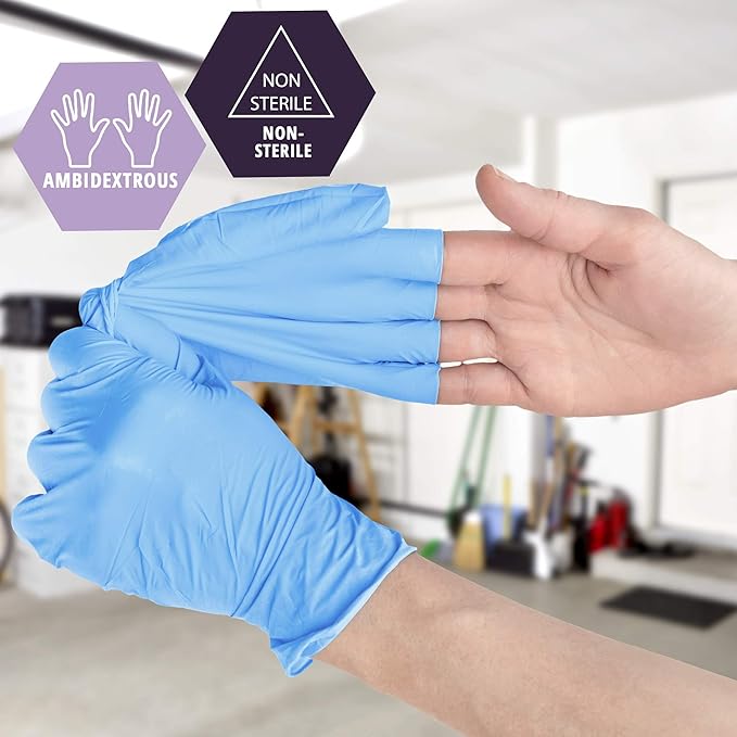 MED PRIDE Disposable Multipurpose Hand Protection Nitrile-Vinyl Blend Exam Gloves, Medium 100 - Powder, Latex & Rubber Free - Single Use Non-Sterile Protective Gloves