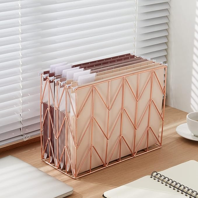 Y YOMA Letter Size - 6 Pack Extra Capacity Hanging File Folders Accordion Decorative File Folder Cute Colored Hanging Folder Organizer for Office Home with 1/5-Cut Adjustable Tabs, Mocha Color