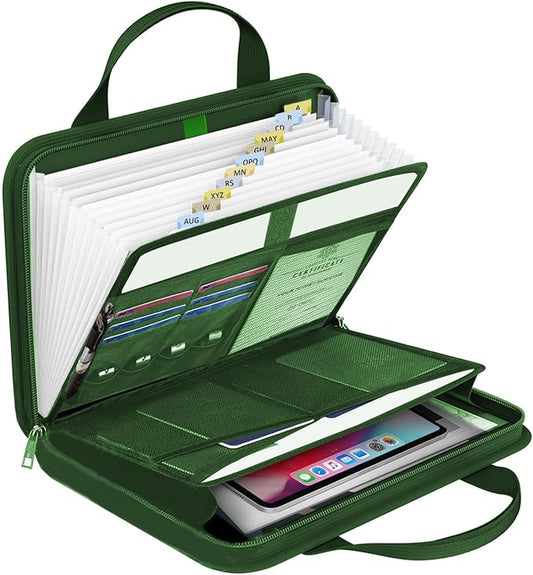 File Organizer Fireproof Expanding Accordion File Folder with Zipper Labels13 Pockets Document Organizer Holder Storage Box Bag for Business Office Receipt Home Travel