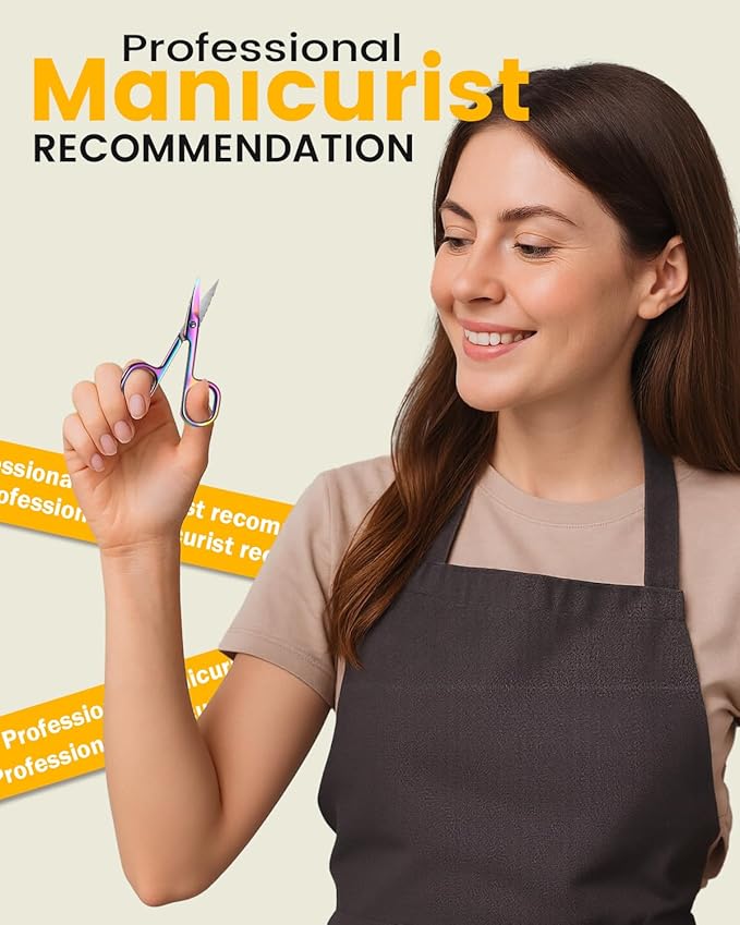 BEZOX Curved Nail Scissors – Fingernail Toenail Scissor for Women, Small Manicure Scissors for Thick Nails, Ultra-Sharp Curved Blades for Precision Grooming - Rainbow