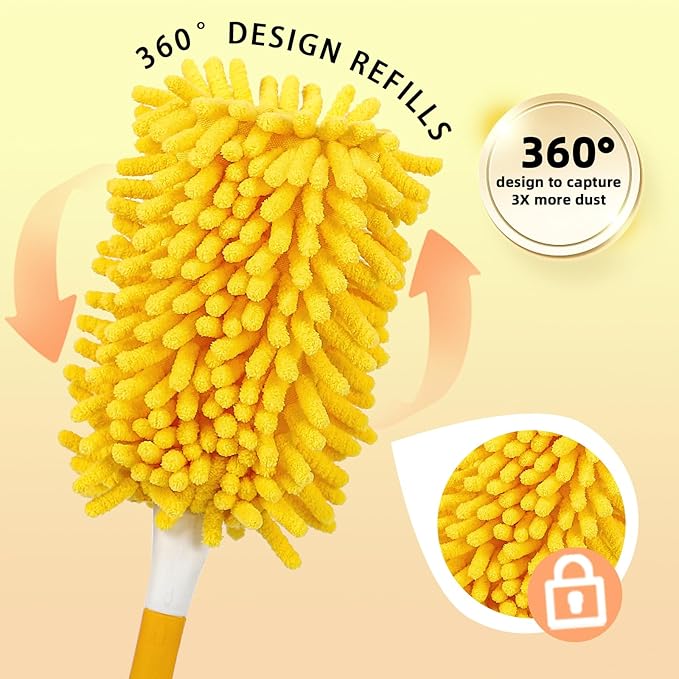 Reusable Duster Refill Compatible with Swiffer Hand Duster - 360 Heavy Duty Dusters Refills - Microfiber Ceiling Fan Duster for Swiffer Dusters Extended Handle, 2 Pack(Handle is Not Included)