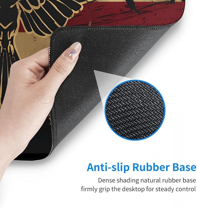 Desk Pad,Office Desk Mat 31.5"×11.8" Large Gaming Mouse Pad,Durable Extended Computer Mouse Pad,Waterproof Thick Big Mouse Pads with Non-Slip Rubber Base Office Home American Flag Eagle