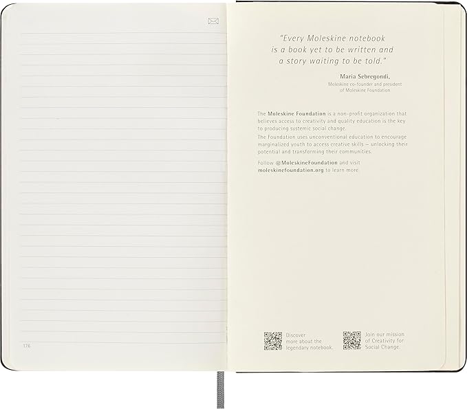 Moleskine Hard Cover Smart Notebook, Ruled/Lined, Large (5 x 8.25) Black