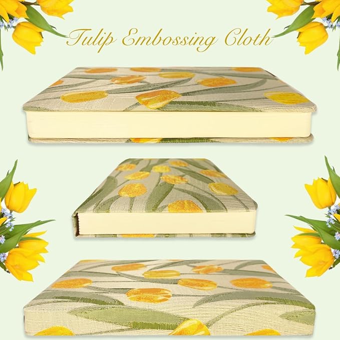 Small Journal for Women, Floral Notebook, B6, 5x7, Ruled Notebook & Blank Sketchbook, Embroidered Journal, Hardcover, Lay Flat, Personal Writing Journal for Women, Cute Journal, Tulip Flower