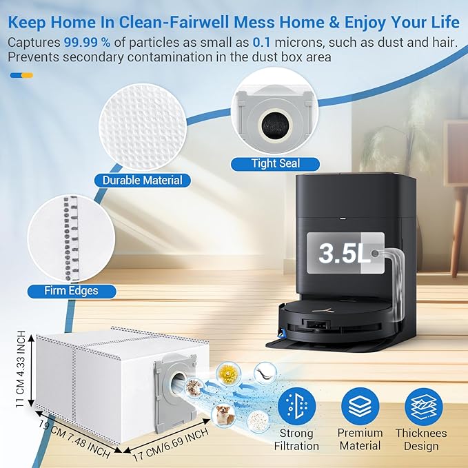 Bluevisk X9 Pro Omni Replacement Parts for Ecovacs Deebot X9 Pro Omni X9 Pro Robotic Vacuum Cleaner Parts with 2 Roller Brush,4 Mop,4 HEAP,6 Dust Bags,6 Side Brushes,1 Screwdrivers,1 Clean Brush