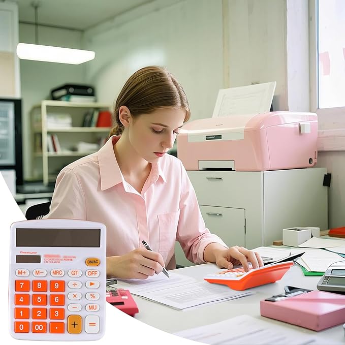 Meichoon Calculator Large Display Desktop Solar Battery Dual Power 12 Digit Financial Dedicated Standard Function Business Calculator Multifunctional KA08 Blue