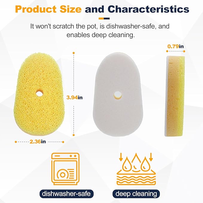 Refill Heads Compatible with Dish Daddy,Non-Scratch Wand Refill Sponge Heads Compatible with Scrub Daddy,Upgrade Version Much Thicker and Durable,8 Packs