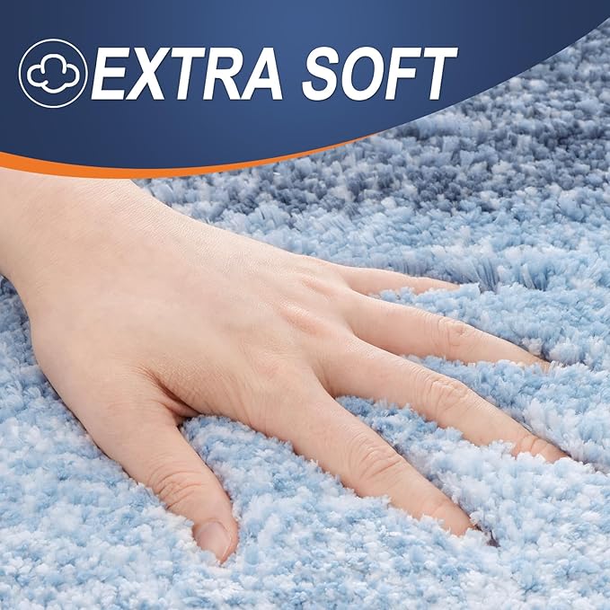 OLANLY Bathroom Rugs Mat 50x30, Extra Soft Absorbent Microfiber Bath Rugs, Rubber Backing, Quick Dry, Machine Washable Bath Mats for Bathroom Floor, Tub and Shower, Home Decor Accessories, Blue