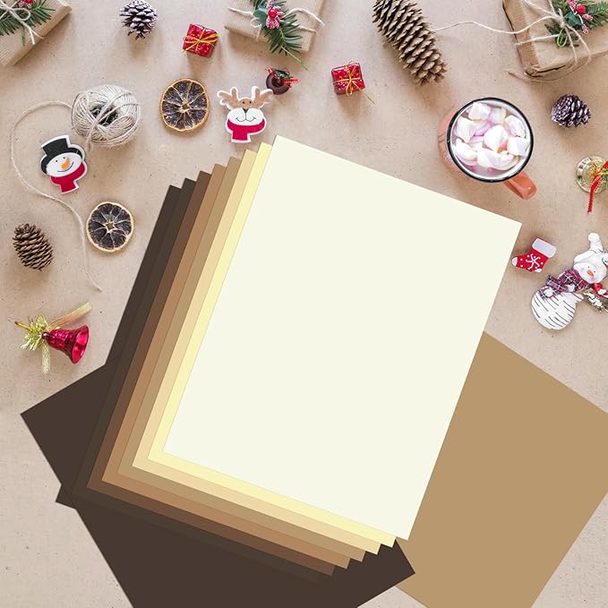 OcePor 80 Sheets Brown Cardstock Paper, Colored Printer Paper 8.5 x 11, Thick Construction for Cards Making, Scrapbook，Office Printing, Invitations, Certificates，DIY Crafting 92 lb/250gsm