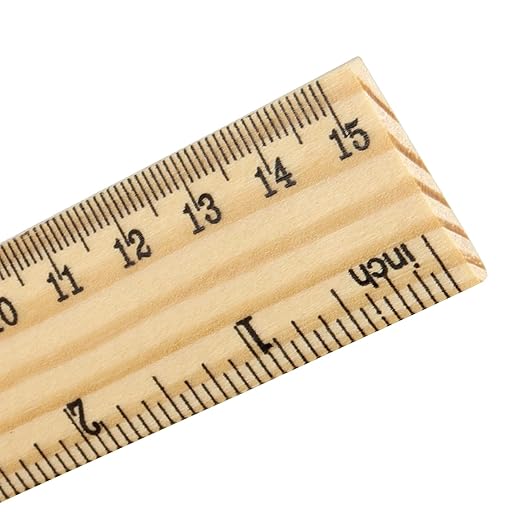 SINJEUN 216 Pack 6 Inch Wood Ruler, 2 Scales 15 cm Wooden Straight Rulers Double-Sided Scale Ruler Measuring Tool for Students School Home Office Architects Engineers