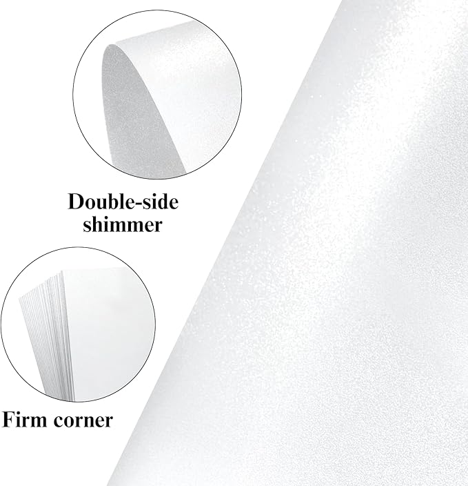 Shimmer Shiny White Envelopes 5.25 x 7.25 inches 100 PCS, Goefun A7 Euro V Flap Envelopes with Gummed Seal for 5 x 7 Cards, Wedding, Baby Showers, Birthday, Graduation
