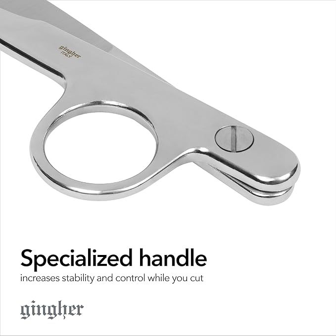 Gingher Spring-Action Knife-Edge Thread Nippers - 4.5" Stainless Steel Shears - Sharp Knife Edge Fabric Scissors with Protective Leather Sheath - Silver