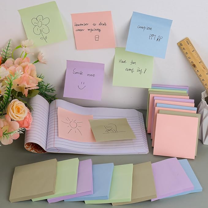 35 Pack Sticky Notes Bulk 3 x 3 In Self Stick Notes Pads Colorful Posted Note in 5 Morandi Pastel Colors Adhesive Paper Memo 75 Sheets/Pad Easy to Post for Office Home School Notebook Wall Door Window