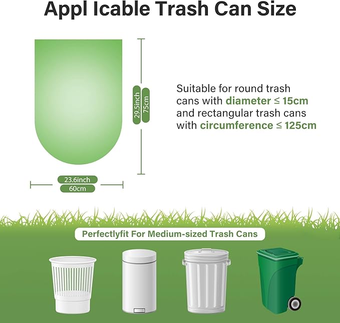 JENCENBIO Compost Bags, 13 Gallon, 50Liter, Extra Thick 1.1 Mils, Compostable Food scrap waste bags with US BPI ASTM D6400 and Europe OK Compost Home Certified