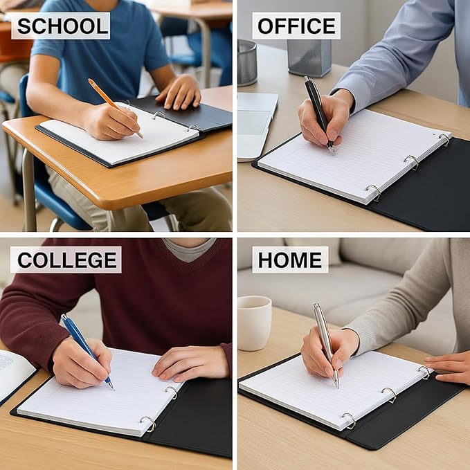 Notebook Paper College Ruled Loose Leaf Paper, Standard 8"x10-1/2",3 Hole Punched Binder Paper For 3 Ring Binder,150 Sheets/Pack, 4 Pack, White, MADE IN USA