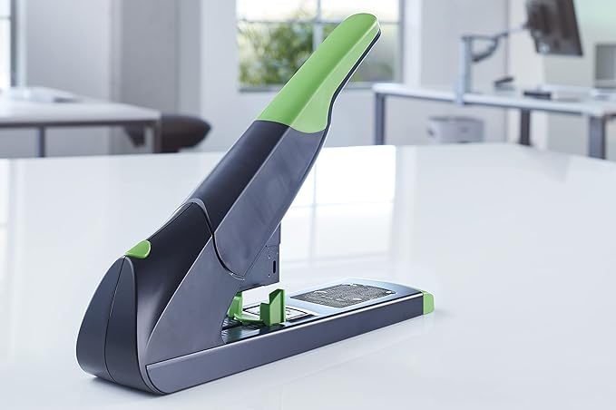 Novus B56 re+New Heavy Duty Stapler, 200 Sheet Capacity, Made of 82% Recycled Plastic, German Engineered, Adjustable Guide, 25 Yr. Warranty, Black (023-0066)