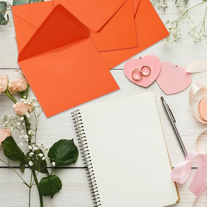 Whaline 50Pcs A7 Invitation Envelopes Set Burnt Orange Greeting Card Envelopes V-Flap Envelope Gift Card Sleeves for Fall Mailing Sending Card, 7.3x5.3 Inch