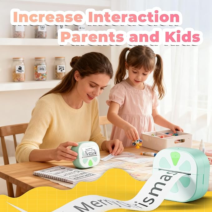 Sticker Printer Mini Print Pod, Bluetooth Thermal Sticker Maker Machine with 3 Roll Paper, D20 Portable Inkless Pocket impresora portátil Picture Label Printer for Phone DIYJournal Kids Gift