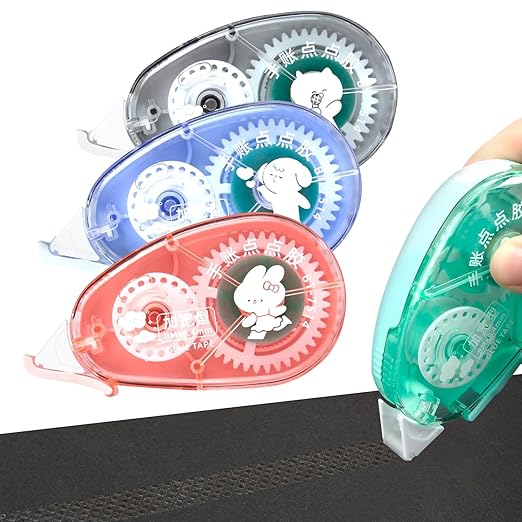 4 Pack Double Sided Tape Roller, Scrapbook Supplies, Double Sided Tape for Crafts, Tape Dispenser, Double-Sided Adhesive Tape Runner for Scrapbooking Kit, 0.3IN x 26FT