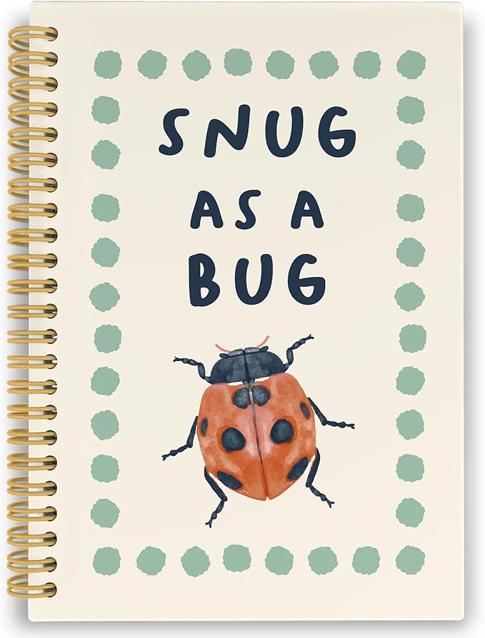 XPH Funny Ladybird Spiral Notebook, Ladybug Journaling Notebooks for Note Taking, Retro Insect Hardcover Journal for Writing 160 Pages 5.5 x 8.3 Inch, Ladybug Gifts for Women Men