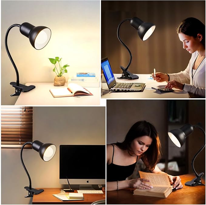 Clip on Desk Lamp, 360° Rotating Ggooseneck Lamp, Ring Light, Revolutionary Eye-Caring Desk Lamp, Portable Clip-On Reading Light for Bedroom and Office, Study Clamp - The Ideal Home Lighting Solution