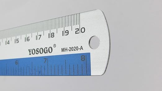 8 Inch / 20 cm Assorted Color Aluminum Ruler in Inch and CM Scale with Hanging Hole | Pack of 6
