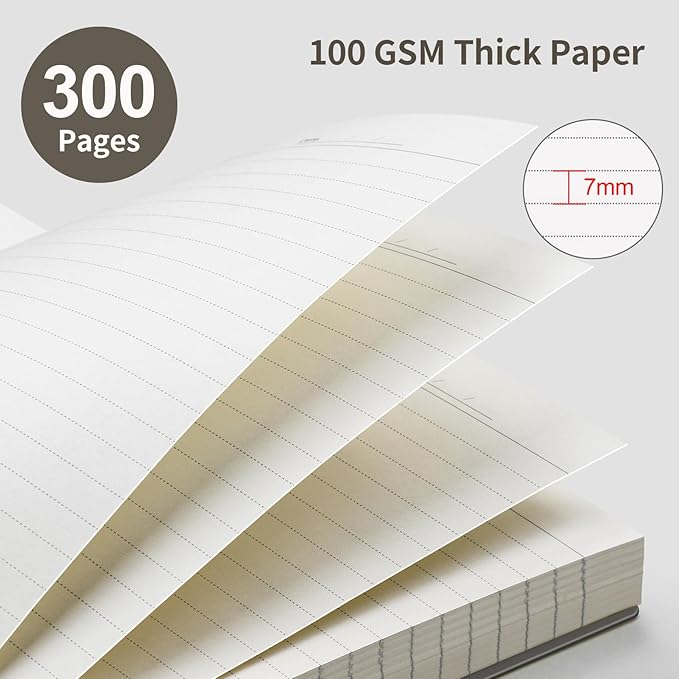 EMSHOI B5 Spiral Notebook College Ruled Lined Journal, Large 7.48" X 10.15", 300 Pages/150 Sheets, 100gsm Thick Paper, Waterproof Hardcover, for Office School Women Men Work Writing Notes, Coffee