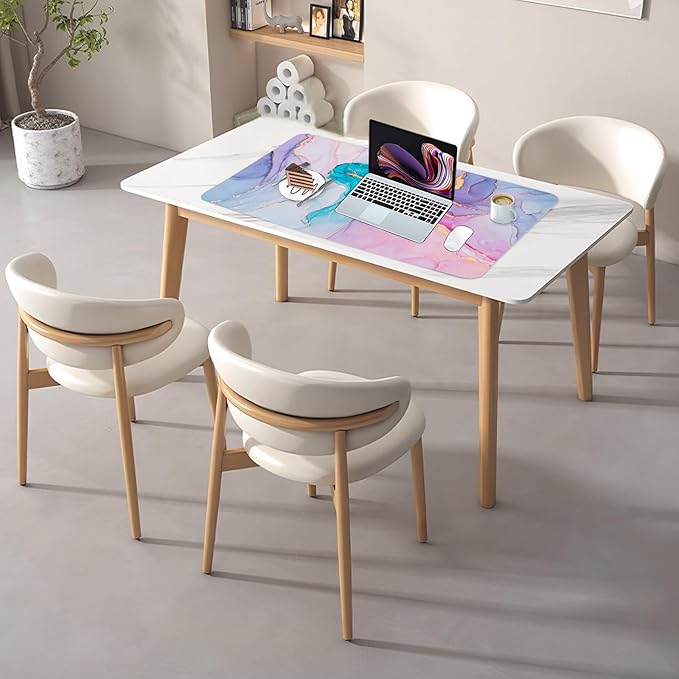 Desk Mat, Desk Pad Dual Leather Sided Desktop Mat for Office and Home,Desk Organization and Accessories Ideal for Large Mouse Pad and Desk Mats on Top of Desks (Blue Pink Marble 31.5"x 15.7")