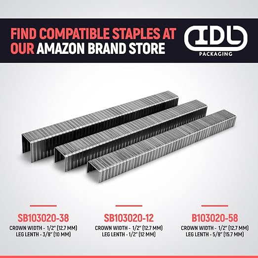 IDL Packaging SP50-10B-A Heavy-Duty Pneumatic Plier Stapler for 1/2" (12.7 mm) Crown Staples - Professional Air Powered Staple Gun - Air Pressure Staple Gun for Fast Cardboard and Carton Binding