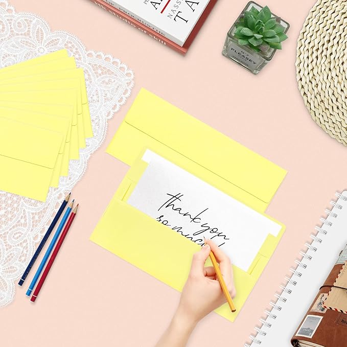 200 Pack #10 Business Envelopes, Light Yellow Standard Envelopes Self Seal, Letter Size Mailing Envelopes for Checks Letters Invoices Christmas Birthday Graduation Wedding, 4 1/8 x 9 1/2 Inch