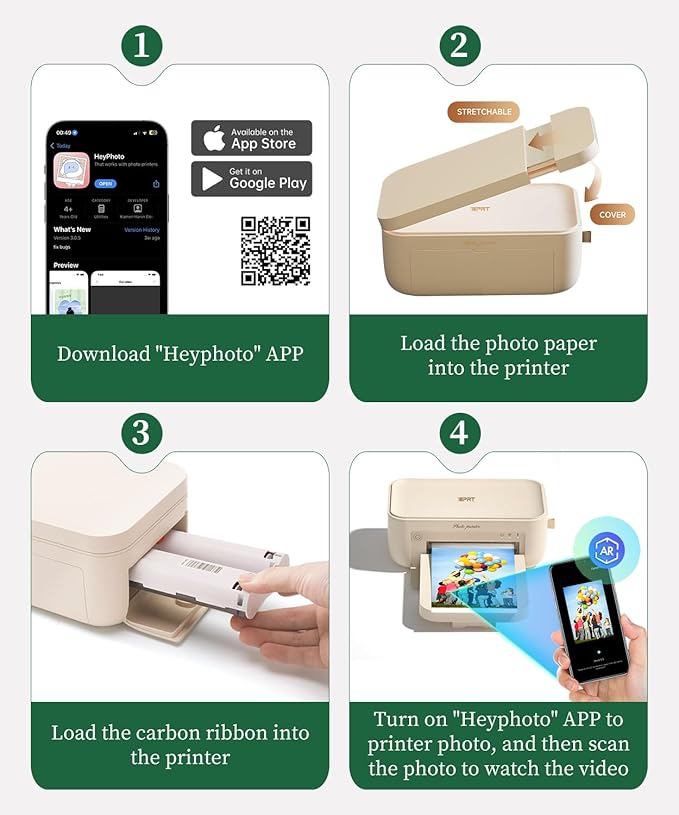 iDPRT Photo Printer 4x6,Bluetooth Instant Picture Printer with 108 Sheets & 2 Ribbons - Dye Sublimation Color Photo Printers for iPhone,Android,Smartphone,AR Video Printing&Home Photo Prints Gift