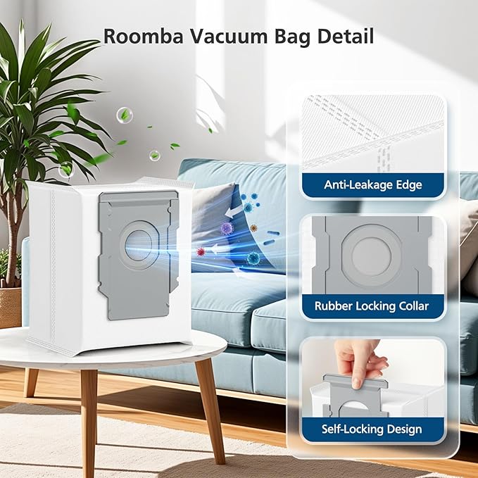 8 Pack Vacuum Bags for irobot Roomba i7, i7+, i8, i8+, i3, i3+, i4, i4+, i5, i5+ i6, i6+, j5, j5+, j6, j6+, j7, j7+, j8, j8+, j9, j9+, s9, s9+, Replacement for i & s & j Series Dirt Disposal
