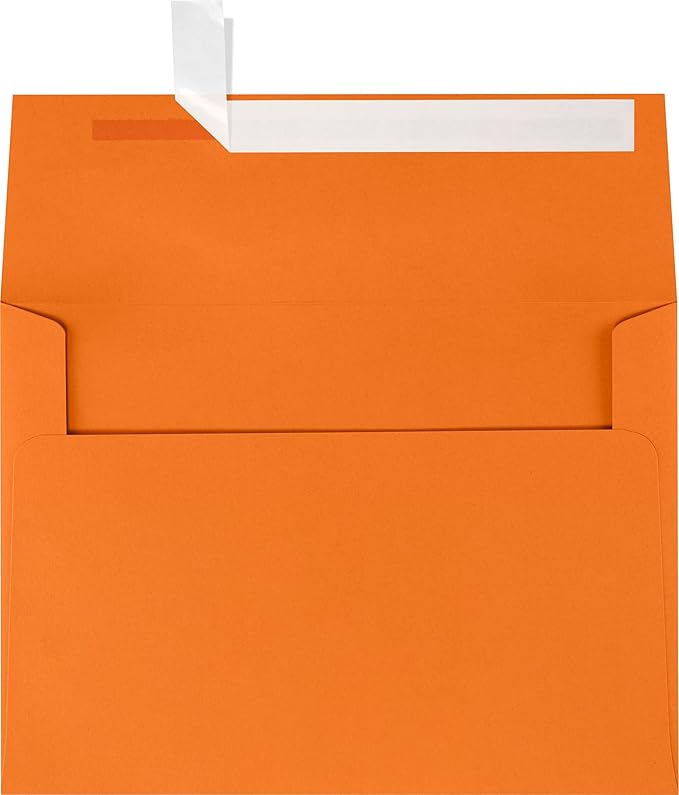 LUXPaper A7 Invitation Envelopes | Peel & Press | 5 1/4" x 7 1/4" | Mandarin Orange | 80lb. Text | 50 Qty