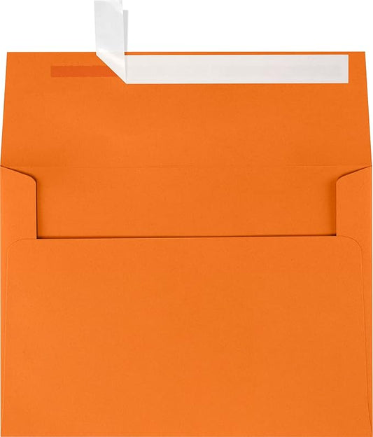 LUXPaper A7 Invitation Envelopes | Peel & Press | 5 1/4" x 7 1/4" | Mandarin Orange | 80lb. Text | 50 Qty