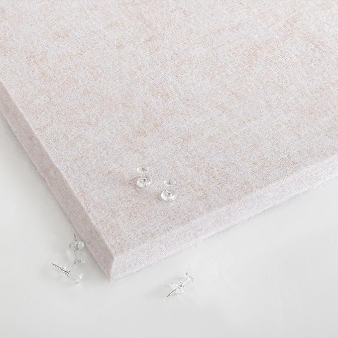 Thickened Bulletin Board - 47 x 35 Inches, Decorative Felt Board Pin Board for Wall - 4' x 3' Foldable Photo Display Board with Self-Adhesive Tape, Includes 20 Push Pins - Oatmeal